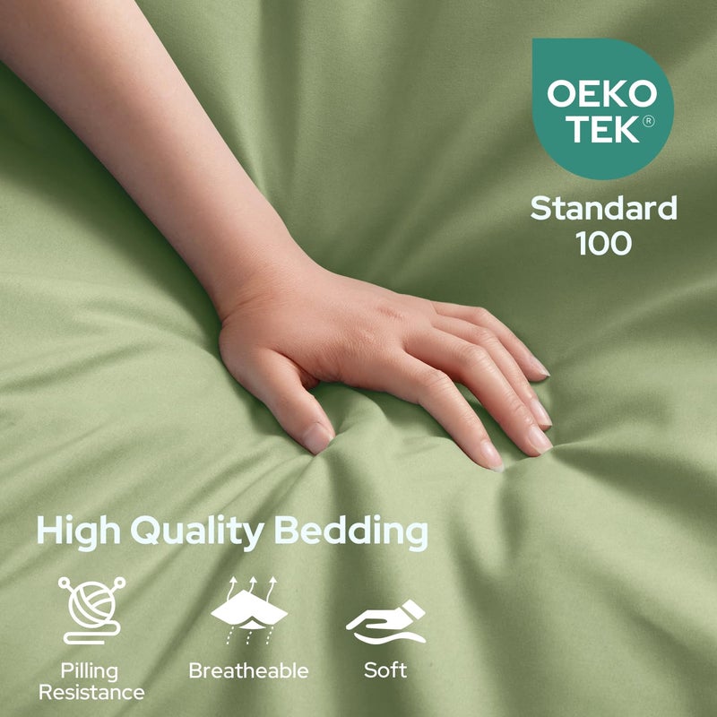 HOMEIDEAS Full Size Bed Sheets - 6 Piece Set (Sage Green) - Extra Soft Brushed Microfiber 1800 Bedding Sheets, Deep Pocket, Wrinkle & Fade Free - Image 2